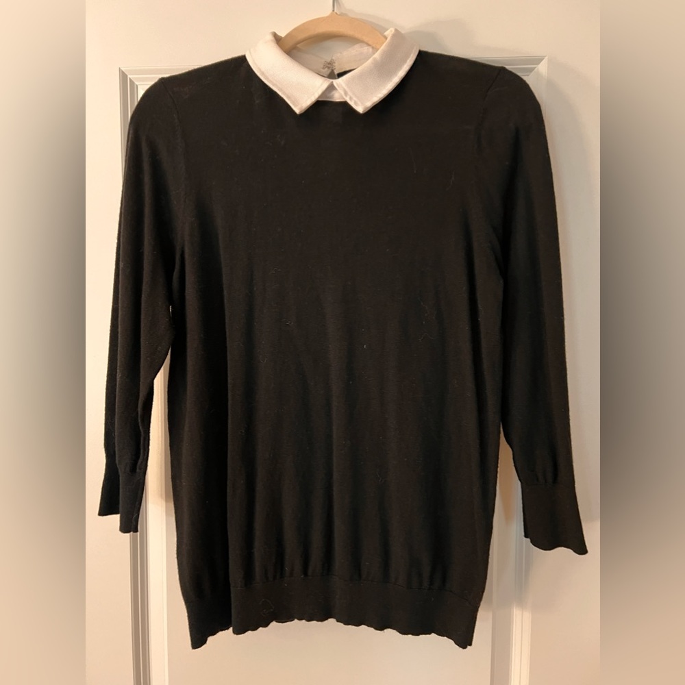 Black dress sweater with Peter Pan collar